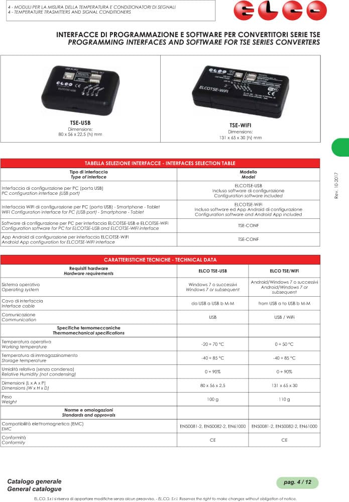 Elco Programming Interface Software for TSE Converters