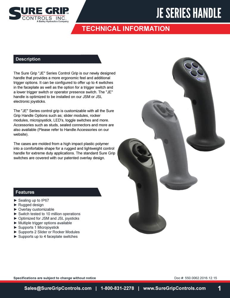 Sure Grip JE Joystick Handle Series
