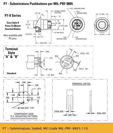 OTTO P7 Subminiature Pushbutton Switch Range
