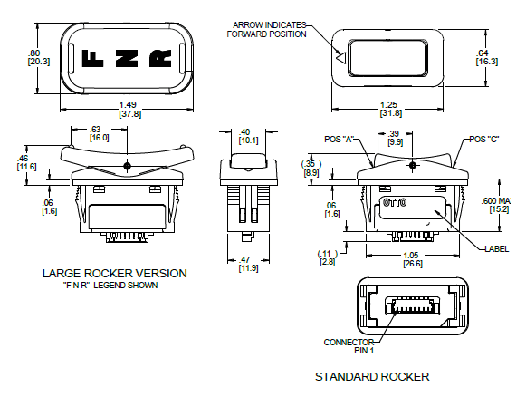 OTTO K1S FNR, sealed to IP68S Forward-Neutral-Reverse (FNR) switch