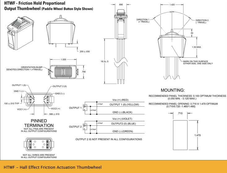 OTTO HTWF Hall Effect Friction Actuation Thumbwheel Range