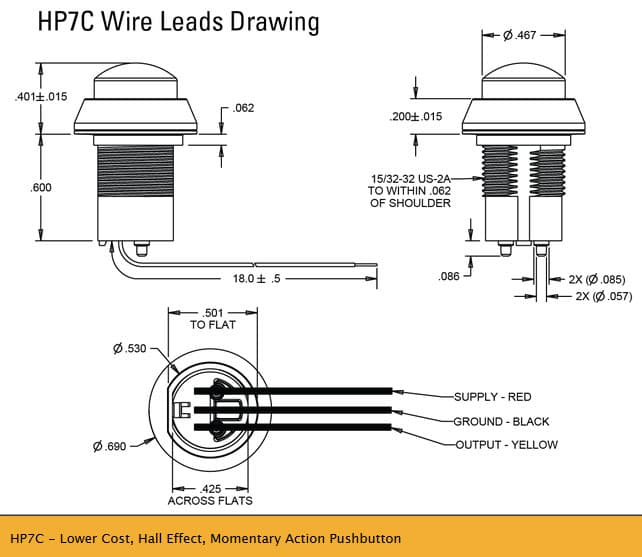 A lower cost, Hall effect Momentary Sealed Push Button Switch made with a