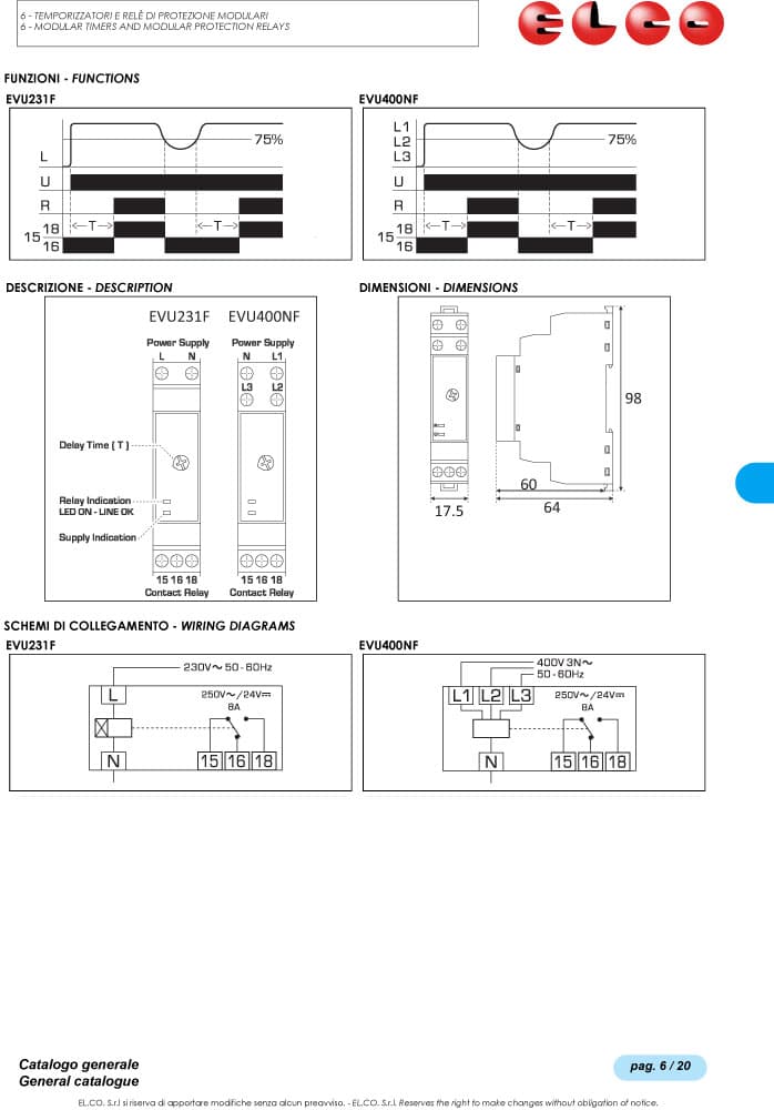 Elco Under Voltage Relay - EVU Series