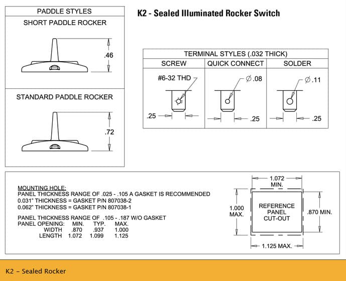 OTTO K2 Range of Sealed Rocker Switches