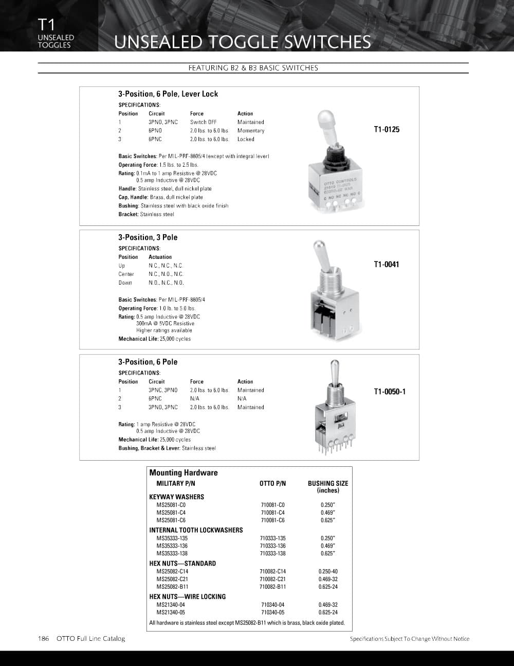 OTTO T1 Unsealed Toggle Switch Range