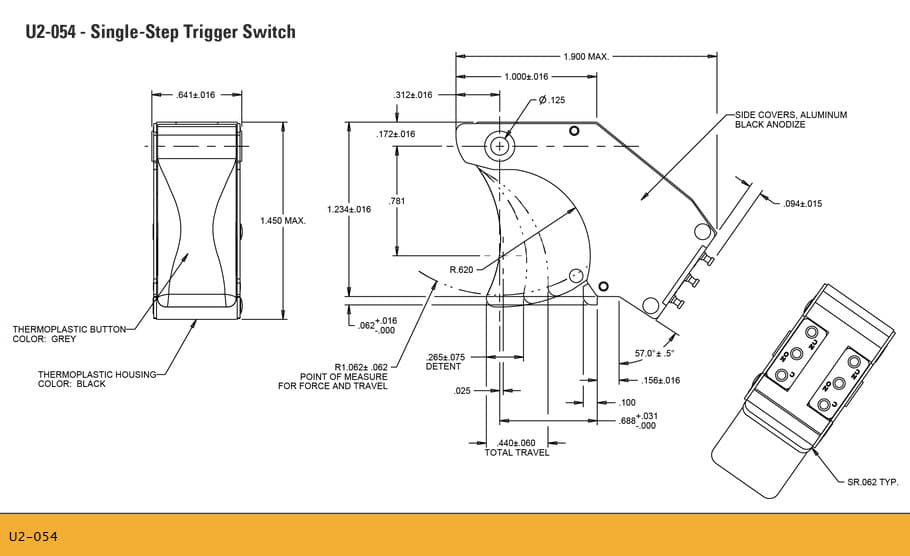 A durable Single-Step Trigger Switch with positive detent