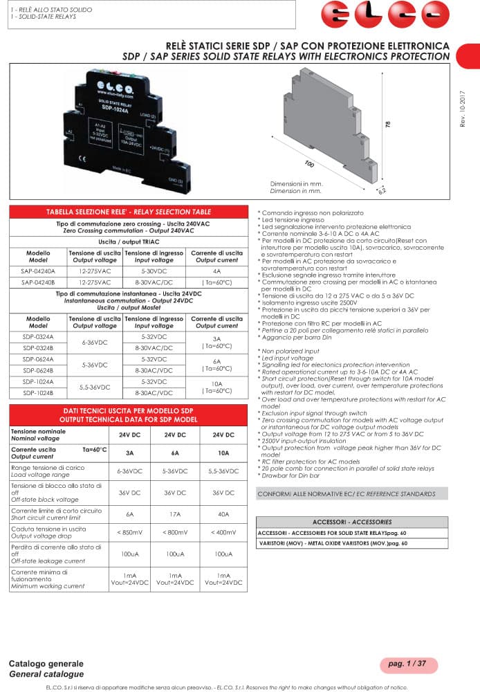 Elco Solid State Relays - SDP/SAP Series