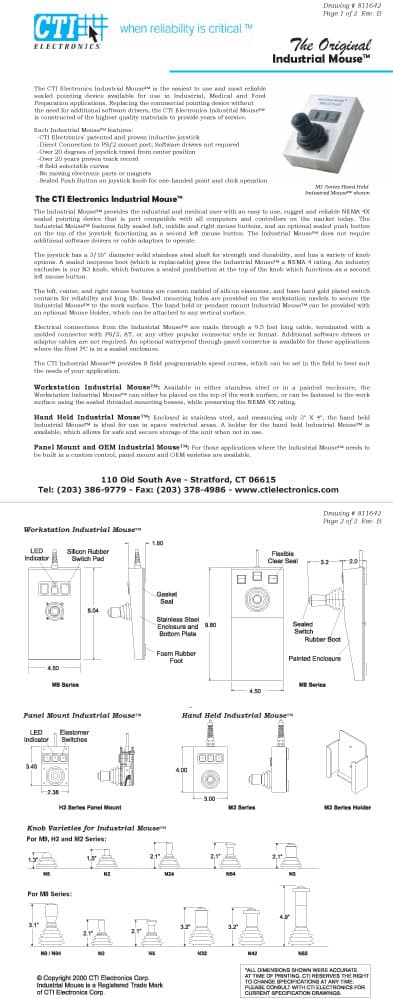 CTI Plug-n-Play Industrial Mouse Pointer - M20Ux-Nx-7P Series