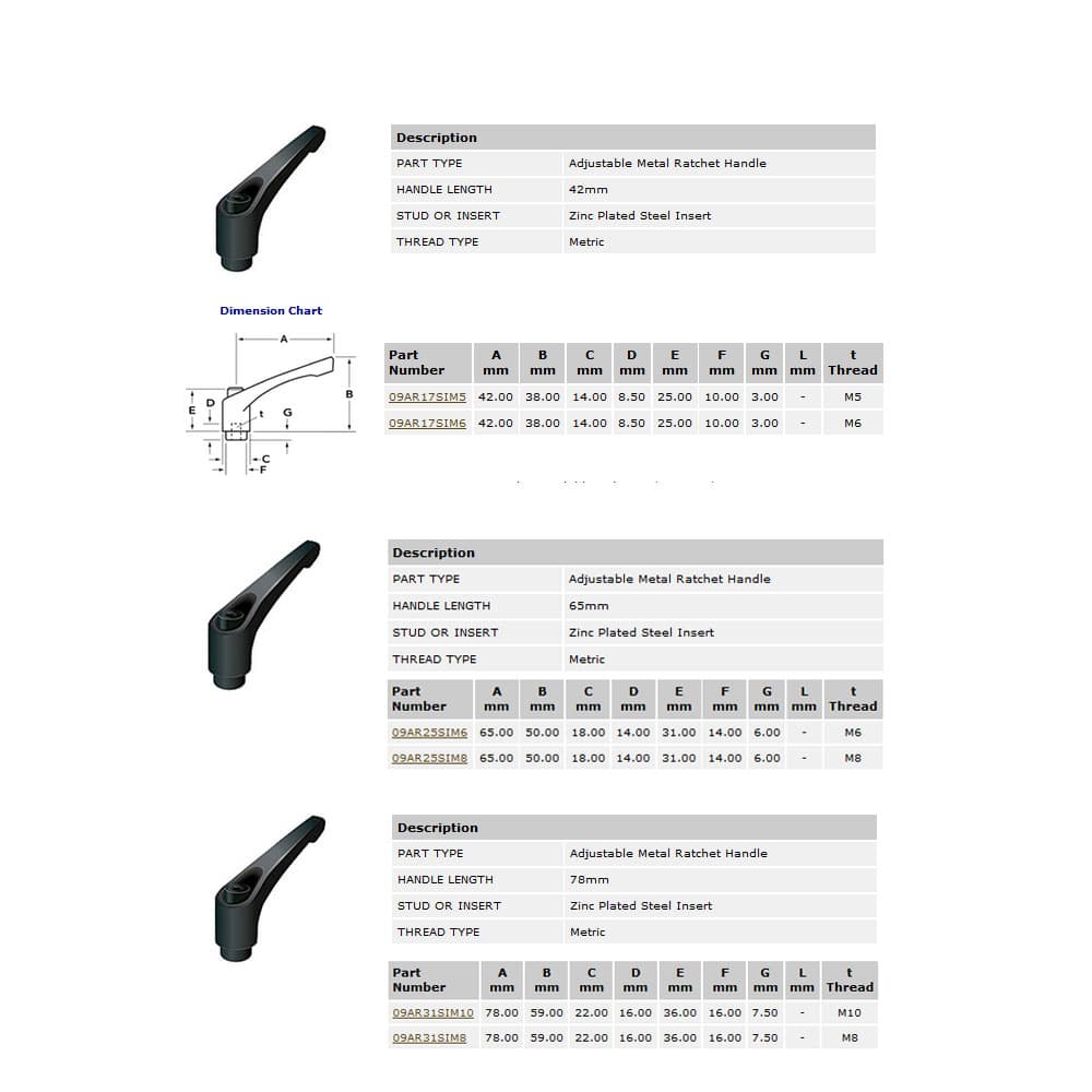 EHC Knobs - Adjustable Metal Ratchet Handle Series