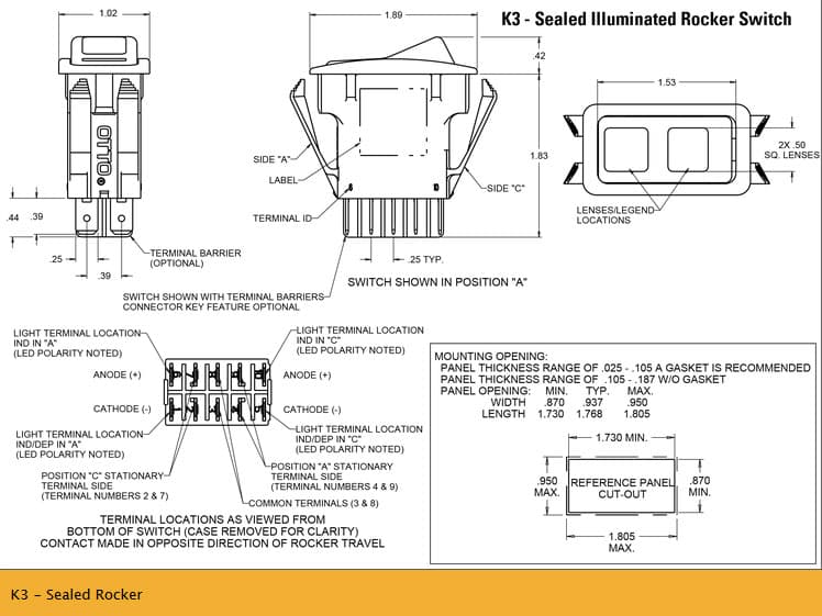 OTTO K3 Sealed Rocker Switch Range
